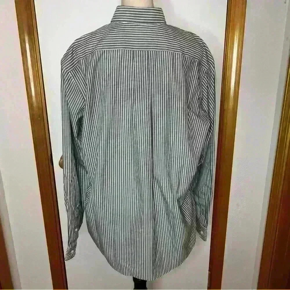 Eddie Bauer Long Sleeve Dress Shirt Men Large Gray White Collar Wrinkle Resist - Picture 6 of 7